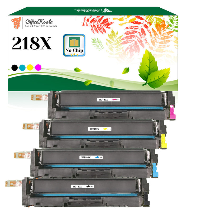 <strong>Compatible HP 218X Black/Cyan/Magenta/Yellow Toner Cartridges(No Chip) (Replacement for OEM Part W2180X W2181X W2182X W2183X)</strong>