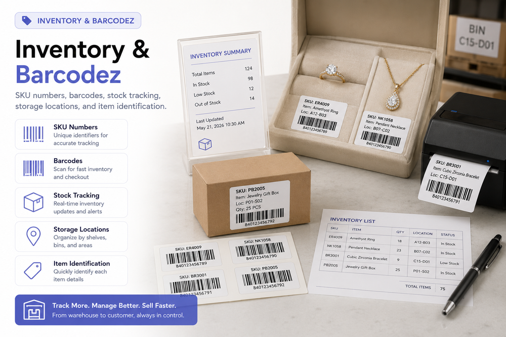 Jewelry inventory and barcode labels