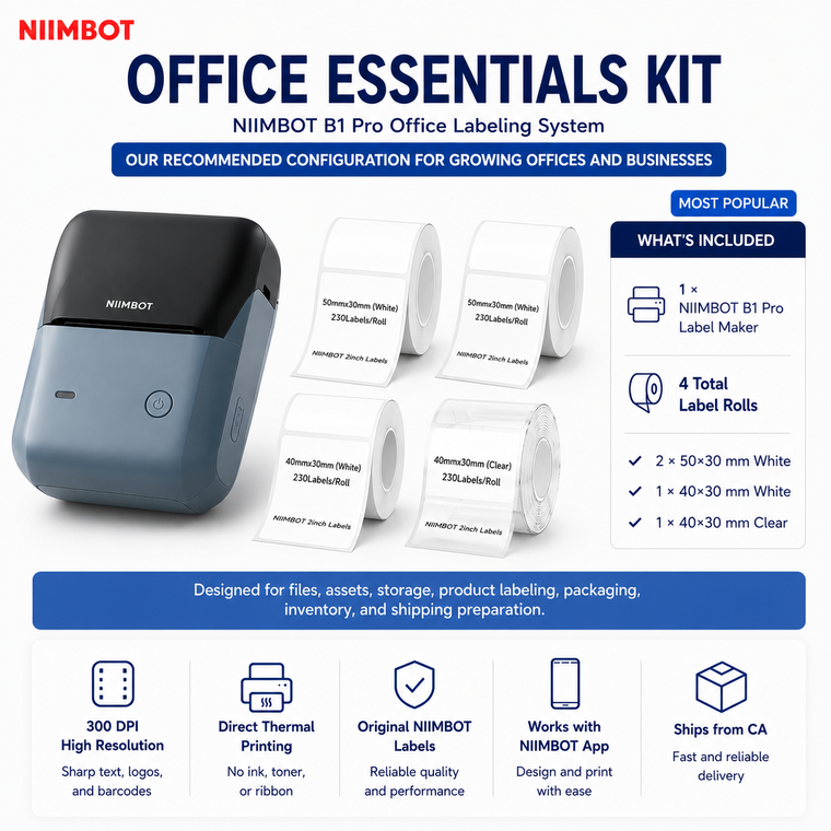 NIIMBOT B1 Pro Office Label Maker Kits, 300 DPI Direct Thermal Printer