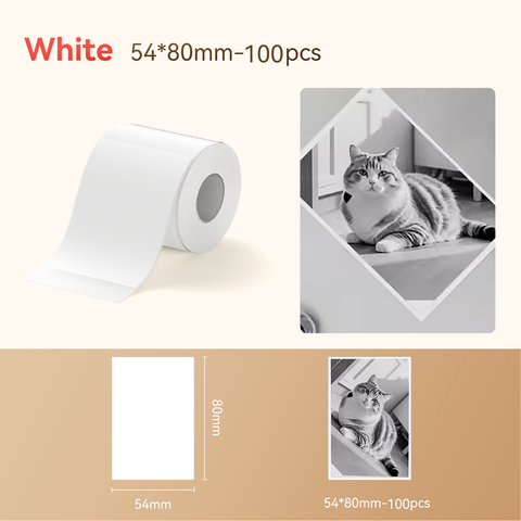 NIIMBOT Photo Papers Only for B1 Pro Label Makers, 54x80mm (2.13"x3.15"), 100 Tapes/Roll, White