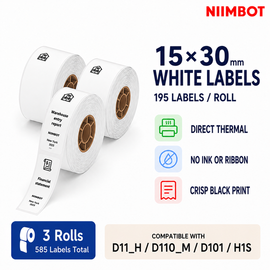 NIIMBOT 15 x 30 mm White Mini Labels