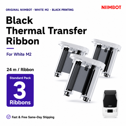 NIIMBOT White M2 Black Thermal Transfer Ribbon