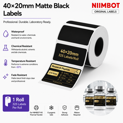 40×20 mm Matte Black Labels