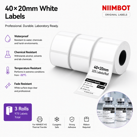 40×20 mm White Labels