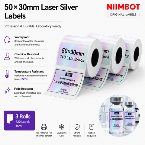 50×30 mm Laser Silver Labels