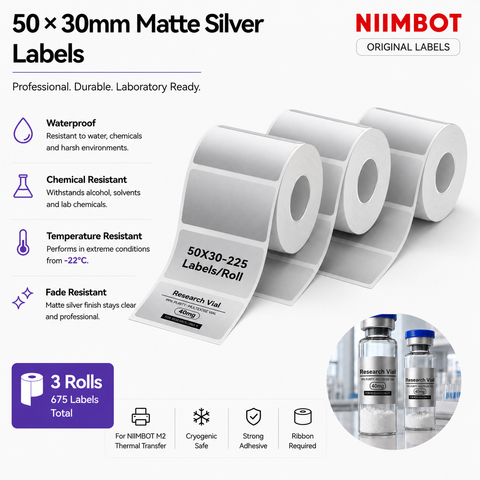 50×30 mm Matte Silver Labels