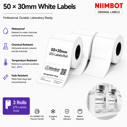50×30 mm White Labels