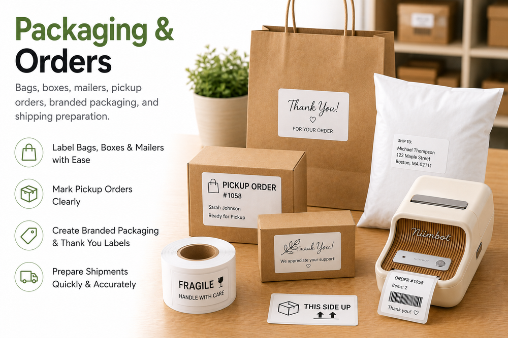 Retail packaging and order labels