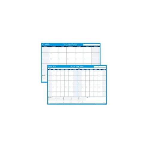 At-A-Glance 30/60 Day Undated Horizontal Wall Planner - 48" x 32" Sheet Size - Blue - Laminated, Erasable - 1 Each