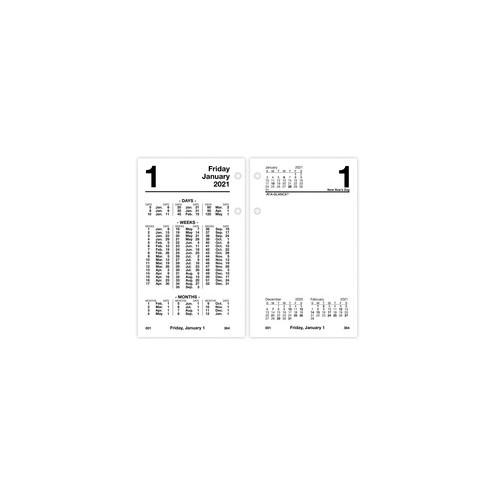 At-A-Glance Financial Daily Desk Calendar Refill - Julian Dates - Daily - 1 Year - January 2021 till December 2021 - 1 Day Double Page Layout - 3 1/2" x 6" Sheet Size - Desktop - White - 1 Each