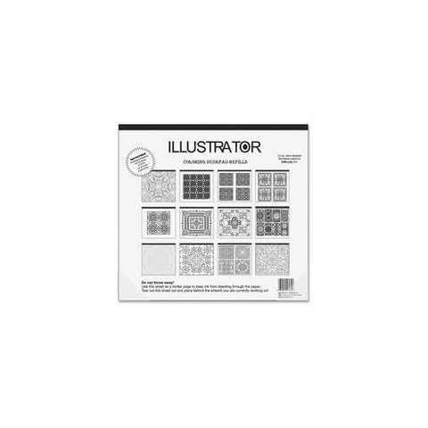 Aurora Illustrator Coloring Deskpad Refills - 18" x 16 1/2" - Black/White Paper - Eco-friendly - Recycled - 1Each