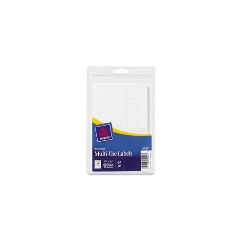 Avery® Removable ID Labels - Removable Adhesive - 5/8" Width x 7/8" Length - Rectangle - White - Paper - 40 / Sheet - 1050 / Pack