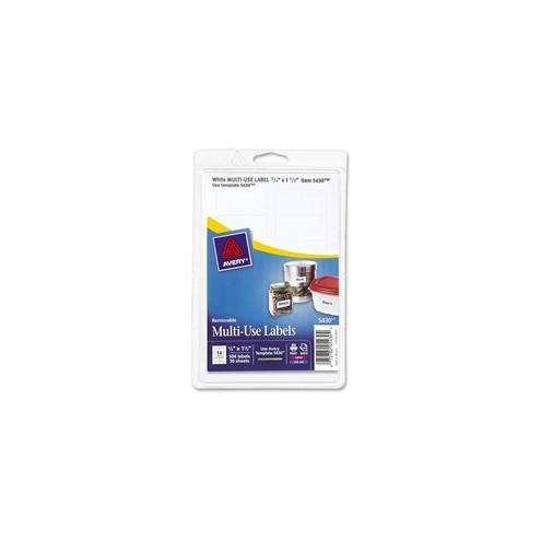 Avery® Removable ID Labels - Removable Adhesive - 1 1/2" Width x 3/4" Length - Rectangle - Laser, Inkjet - White - 504 / Pack