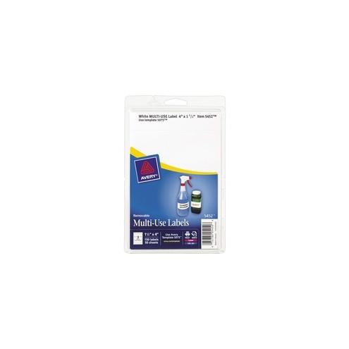 Avery® Removable ID Labels - Removable Adhesive - 4" Width x 1 1/2" Length - Rectangle - Laser, Inkjet - White - 150 / Pack
