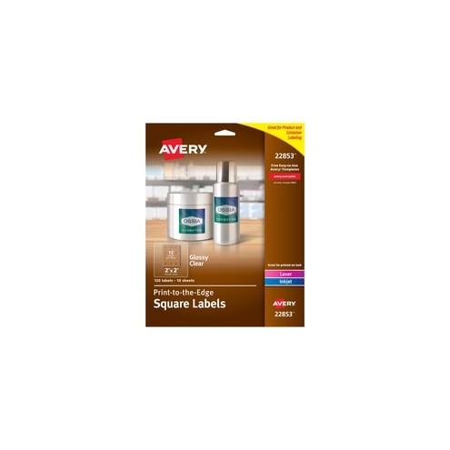 Avery® Sure Feed Labels - Print to the Edge - Permanent Adhesive - 2" Height x 2" Width - Square - Laser, Inkjet - Clear - Film - 12 / Sheet - 120 Total Label(s) - 120 / Pack