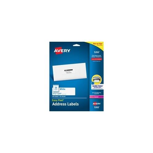 Avery® Easy Peel Address Labels - Sure Feed - Permanent Adhesive - 4" Width x 1 21/64" Length - Rectangle - Laser - White - 14 / Sheet - 350 / Pack