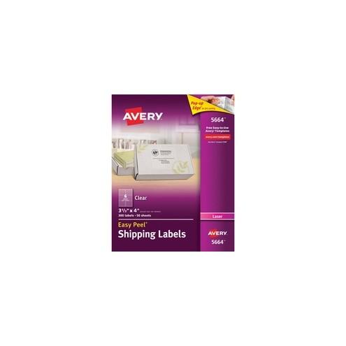 Avery® Shipping Labels - Sure Feed - Permanent Adhesive - 3 21/64" Width x 4" Length - Rectangle - Laser, Inkjet - Clear - 6 / Sheet - 300 / Box