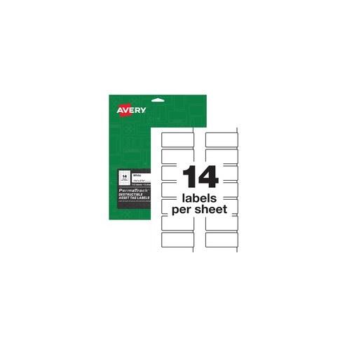 Avery® PermaTrack Destructible Asset Tag Labels - 2.75" Length x 1.25" Width - Rectangular - 112 / Pack - White
