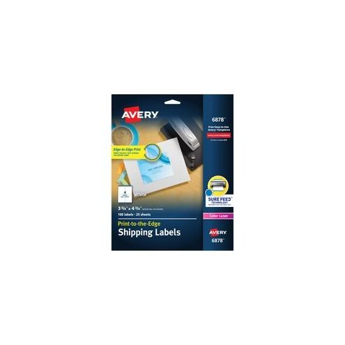 Avery® Shipping Labels - Sure Feed - Print to the Edge - Permanent Adhesive - 3 3/4" Width x 4 3/4" Length - Rectangle - Laser - White - 4 / Sheet - 100 / Pack