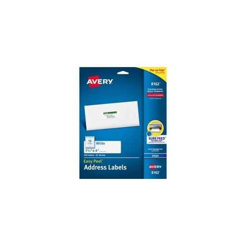 Avery® Easy Peel Address Labels - Sure Feed - Permanent Adhesive - 4" Width x 1 1/3" Length - Rectangle - Inkjet - White - 14 / Sheet - 350 / Pack