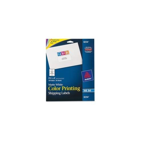Avery® Color Printing Shipping Labels - Sure Feed - Permanent Adhesive - 4" Width x 3 1/2" Length - Rectangle - Inkjet - White - 6 / Sheet - 120 / Pack