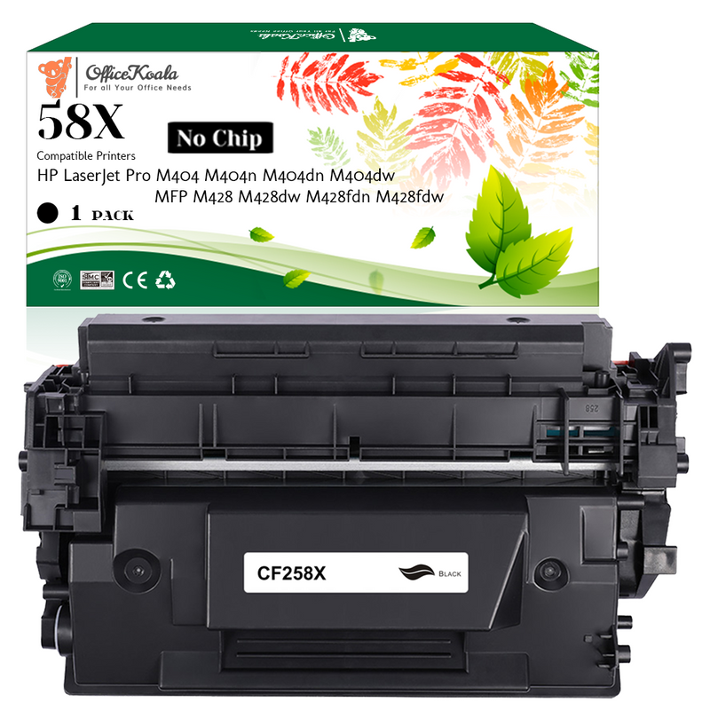 Office Koala 58X Black Toner Cartridges(No Chip), Compatible with  HP LaserJet Pro M404 M404n/M404dn/M404dw MFP M428/M428dw/M428fdn/M428fdw, 10000 Pages Yield  (Replacement for OEM Part CF258X)
