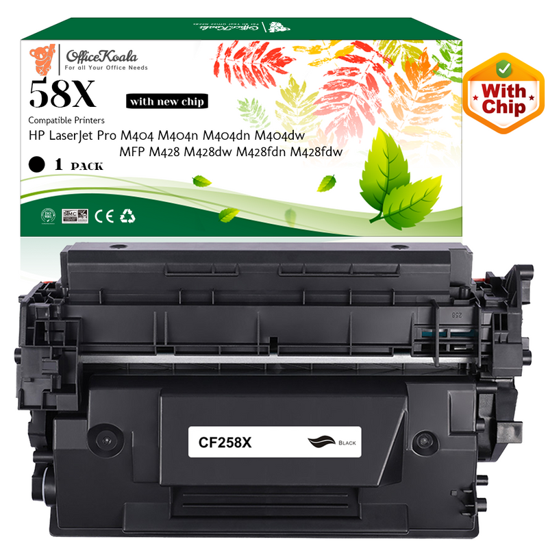 Office Koala 58X Black Toner Cartridges(with New Chip), Compatible with  HP LaserJet Pro M404 M404n/M404dn/M404dw MFP M428/M428dw/M428fdn/M428fdw, 10000 Pages Yield  (Replacement for OEM Part CF258X)