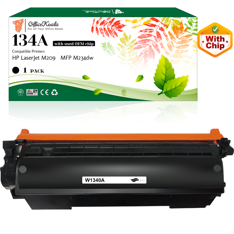 Office Koala 134A Black Toner Cartridges(with Econ Chip), Compatible with  HP LaserJet M209 MFP M234dw, 1100 Pages Yield  (Replacement for OEM Part W1340A)