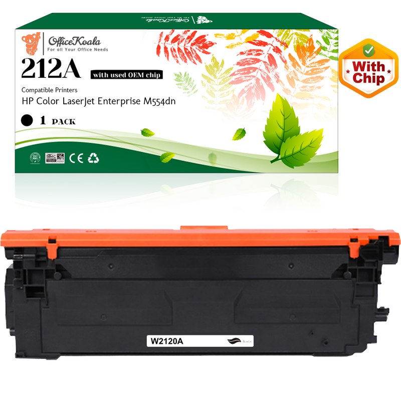 Office Koala 212A Black Toner Cartridges(with New Chip), Compatible with  HP Color LaserJet Enterprise M554dn, 5500 Pages Yield  (Replacement for OEM Part W2120A)