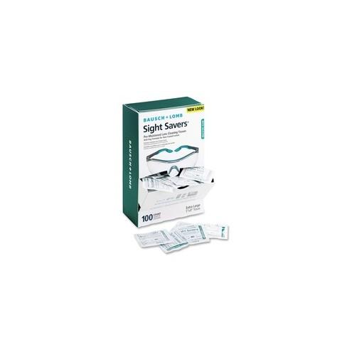 Bausch + Lomb Pre-moistened Cleaning Tissues - For Eyeglasses, Display Screen, Lens, Multipurpose - Pre-moistened, Anti-fog, Anti-static, Scratch Resistant - 100 / Box - 1 / Pack - White
