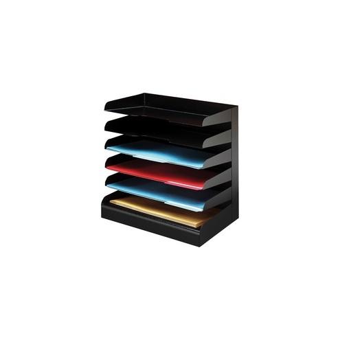 Buddy Horizontal Desktop Organizers - 6 Tier(s) - Desktop - Black - Steel - 1Each