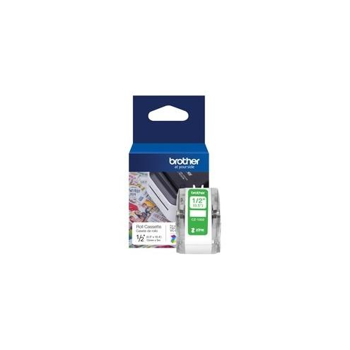Brother Genuine CZ-1002 continuous length ½" (0.5") 12 mm wide x 16.4 ft. (5 m) long label roll featuring ZINK® Zero Ink technology - 1/2" Width x 16 13/32 ft Length - Zero Ink (ZINK) - Paper - 1
