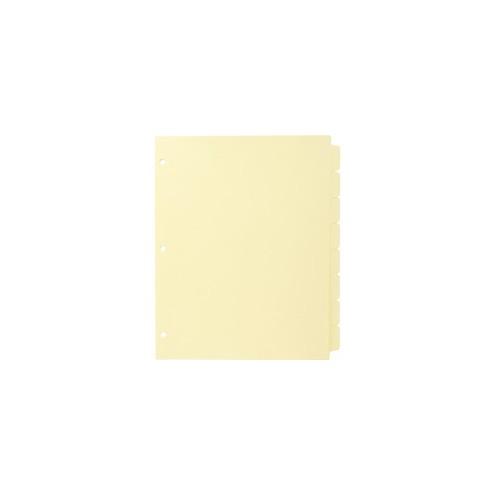 Business Source Mylar-reinforced Plain Tab Indexes - 8 Write-on Tab(s) - 8.5" Divider Width x 11" Divider Length - Letter - 3 Hole Punched - Canary Tab(s) - 24 / Box