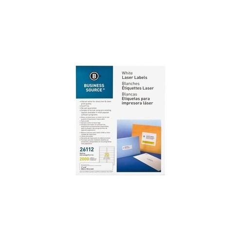 Business Source Bright White Premium-quality Address Labels - Permanent Adhesive - 1" Width x 4" Length - Rectangle - Laser, Inkjet - White - 20 / Sheet - 100 Total Sheets - 2000 / Pack
