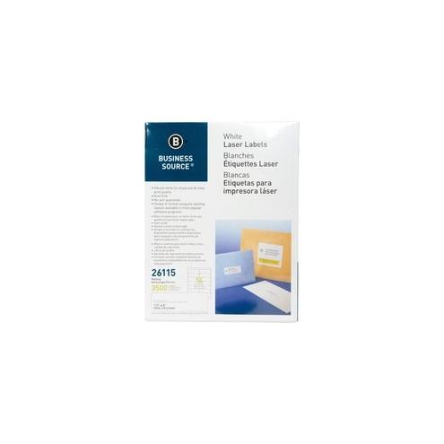 Business Source Bright White Premium-quality Address Labels - Permanent Adhesive - 1 1/3" Width x 4" Length - Rectangle - Laser, Inkjet - White - 14 / Sheet - 250 Total Sheets - 3500 / Pack