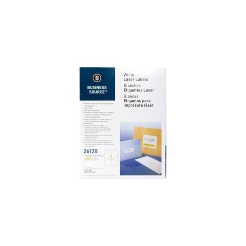 Business Source Bright White Premium-quality Address Labels - Permanent Adhesive - 3 1/2" Width x 5" Length - Rectangle - Laser, Inkjet - White - 4 / Sheet - 100 Total Sheets - 400 / Pack