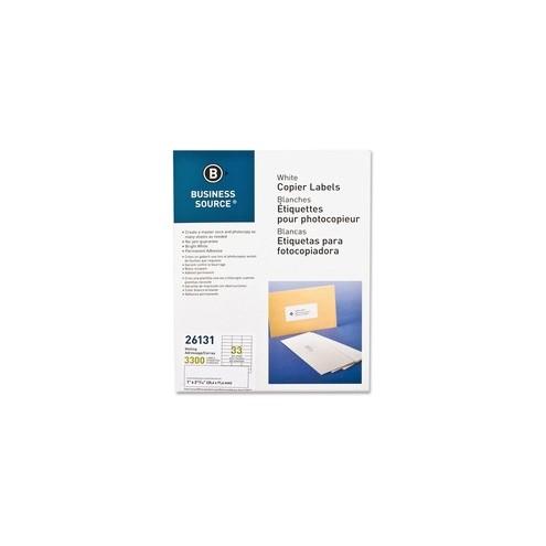 Business Source Bright White Copier Labels - 1" Width x 2 3/4" Length - Rectangle - White - 33 / Sheet - 3300 / Pack