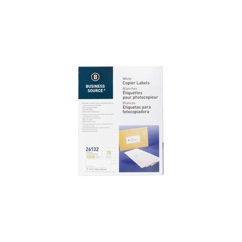 Business Source Copier Shipping Labels - 2" Width x 4 1/4" Length - Rectangle - White - 10 / Sheet - 1000 / Pack