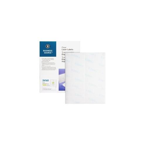 Business Source Permanent Adhesive Laser Labels - Permanent Adhesive - 1" Width x 4" Length - Rectangle - Laser - Clear - 20 / Sheet - 1000 / Pack