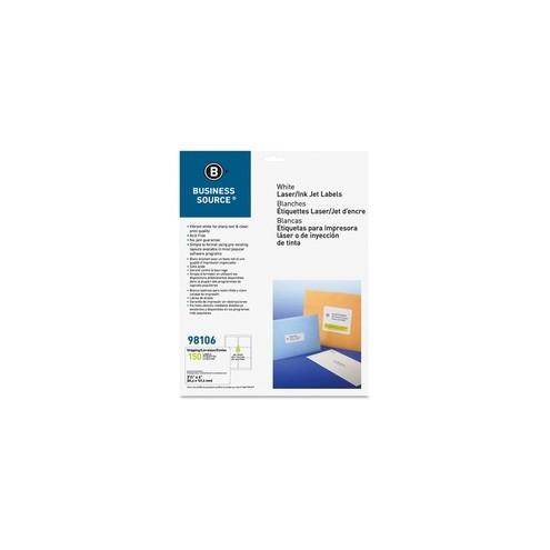 Business Source Bright White Premium-quality Address Labels - Permanent Adhesive - 3 19/64" Width x 4" Length - Laser, Inkjet - Bright White - 6 / Sheet - 25 Total Sheets - 150 / Pack