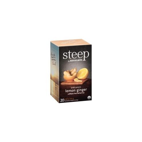 Bigelow Lemon Ginger Herbal Tea - Herbal Tea, Decaffeinated - Lemon Ginger, Spicy Ginger - 1.6 oz - 120 Teabag - GMO Free - Kosher - Organic - 20 / Box