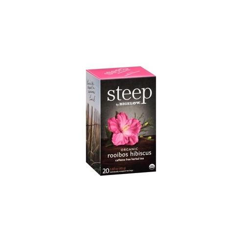 Bigelow Rooibos Hibiscus Herbal Tea - Decaffeinated, Herbal Tea - Hibiscus, Rooibos - 1.6 oz - 120 Teabag - GMO Free - Kosher - Organic - 20 / Box