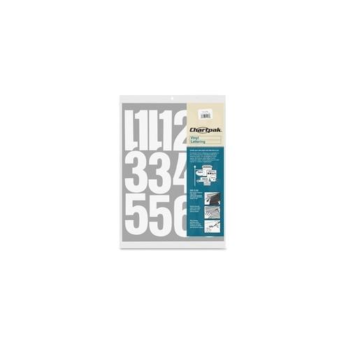 Chartpak Permanent Adhesive Vinyl Numbers - 23 (Numbers) Shape - Self-adhesive - Helvetica Style - Easy to Use - 4" Height - White - Vinyl - 1 / Pack