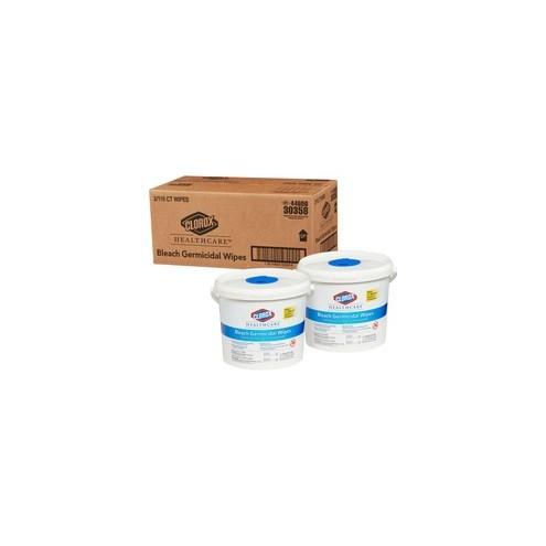 Clorox Healthcare Bleach Germicidal Wipes - Ready-To-Use Wipe - 110 / Canister - 2 / Carton - White
