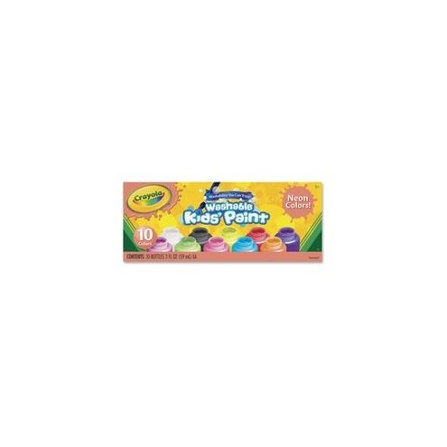 Crayola 10-color Neon Washable Kids Paint - 2 oz - 10 / Set - Assorted