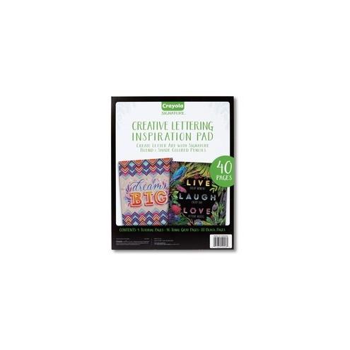 Crayola Creative Lettering Inspiration Pad - 40 Pages - Black, Gray Paper - 1Each