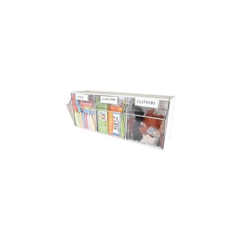 Deflecto Tilt Bin Interlocking Multi-Bin Storage Organizer - 3 Compartment(s) - 9.5" Height x 23.6" Width x 7.8" Depth - Desktop - White - 1Each