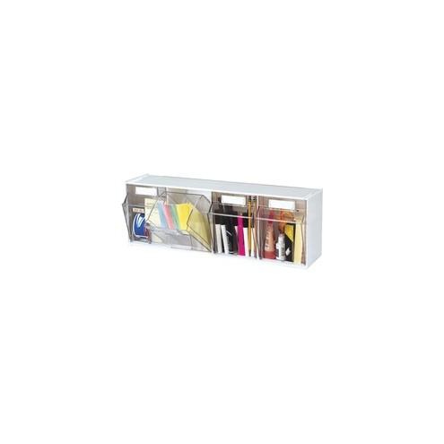 Deflecto Tilt Bin Interlocking Multi-Bin Storage Organizer - 4 Compartment(s) - Desktop - White - 1Each