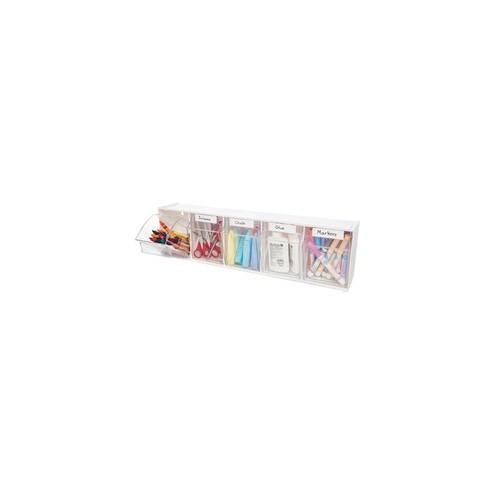 Deflecto Tilt Bin Interlocking Multi-Bin Storage Organizer - 5 Compartment(s) - 6.5" Height x 23.6" Width x 5.3" Depth - Desktop - White - 1Each