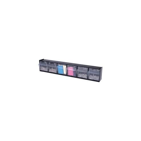 Deflecto Tilt Bin Interlocking Multi-Bin Storage Organizer - 6 Compartment(s) - 4.5" Height x 23.6" Width x 3.6" Depth - Desktop, Desktop - Black - Plastic - 1Each